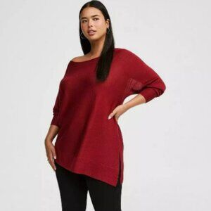 Torrid red asymetrical tissue weight sweater size 1X  14/16 NWT